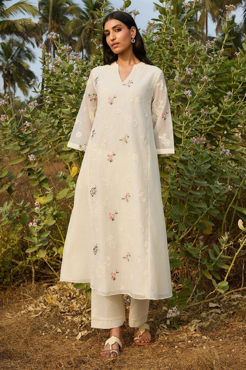 Ivory Thread Embroidered Co-ord Set