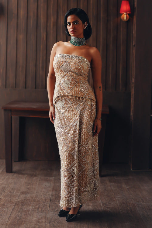 Fasana Peplum Top And Skirt Set
