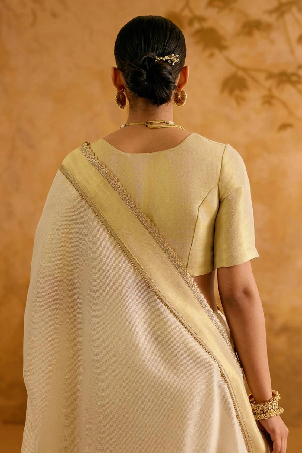 White Rose Chanderi Stripe Saree