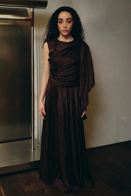 Brown Taffeta Dress