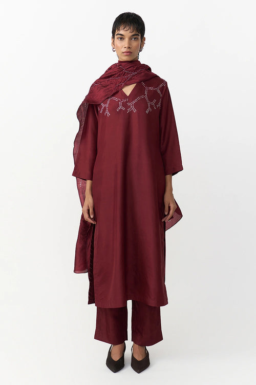 Badra Burgundy Dupatta
