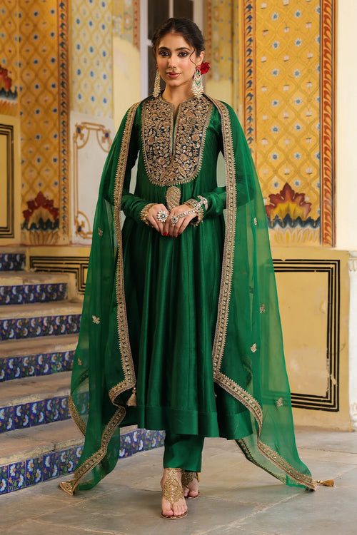 Ahista Green Kalidaar Set