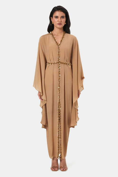 Sand Embellished Kaftan Dress