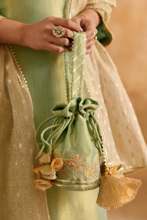 Aqua Zari Potli Bag
