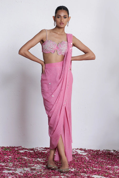Blush Petals Sari