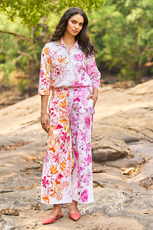 Asymmetric Floral Print Set