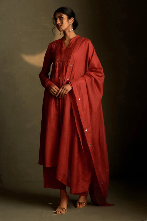 Moonlit Crimson Chaand Anarkali