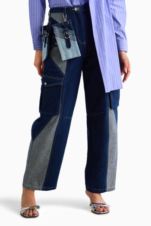 Dual Denim Cargo Pants