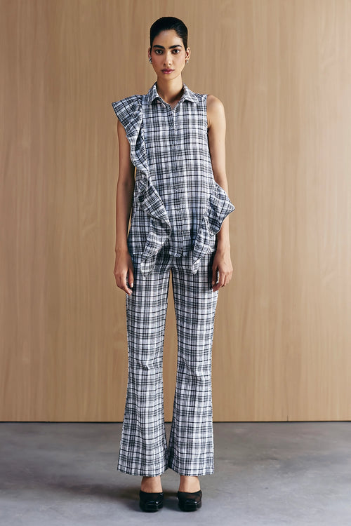 Black & White Check Zipper Frill Coord Set
