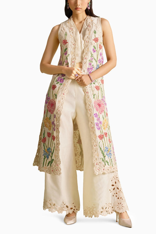 Ivory Mosaic Long Jacket