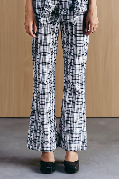 Black & White Check Fit & Flare Pants
