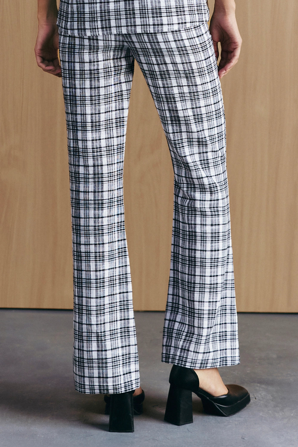 Black & White Check Fit & Flare Pants