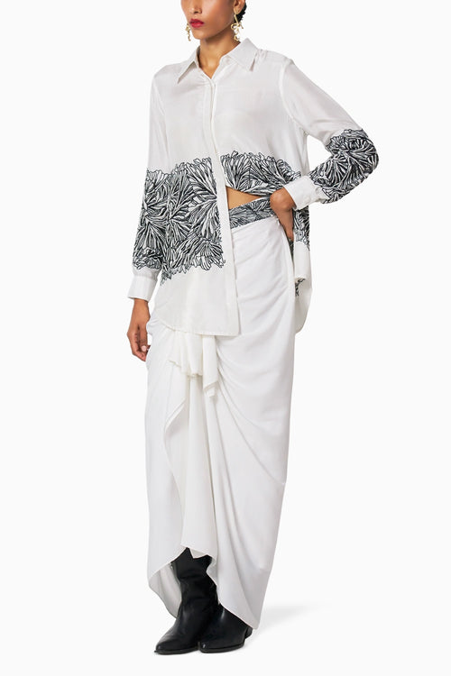 Blossom White- Black Shirt With Sam Skirt