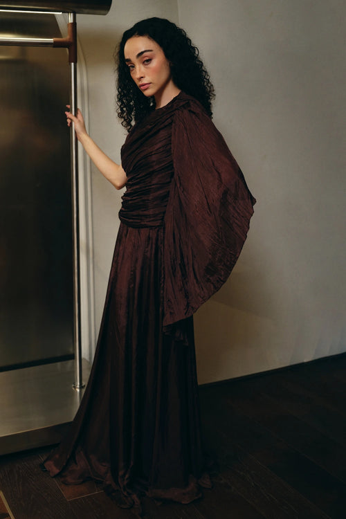 Brown Taffeta Dress