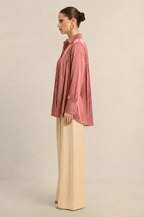 Brick Red Gather Shirt