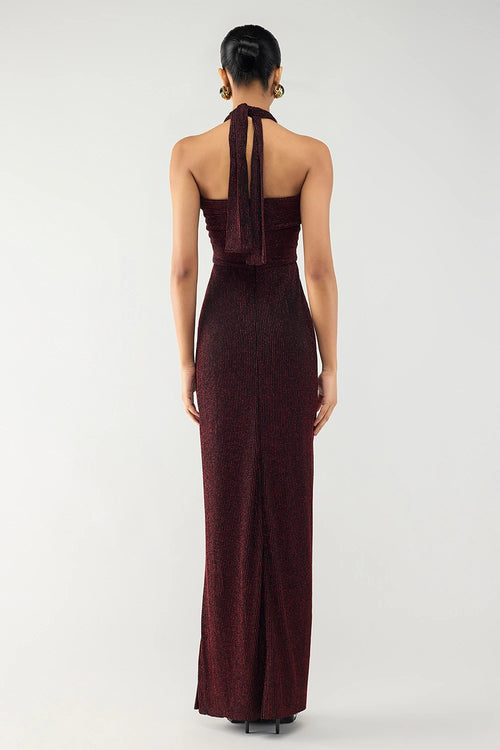 Crimson Halo Halter Dress