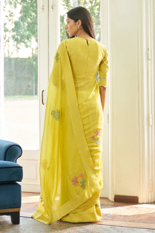 Daffodil Floral Applique Saree