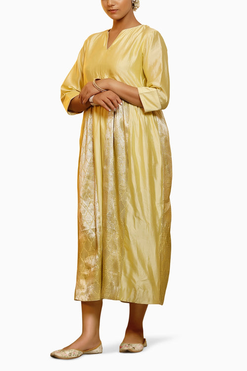 Sehej Yellow Gather Dress