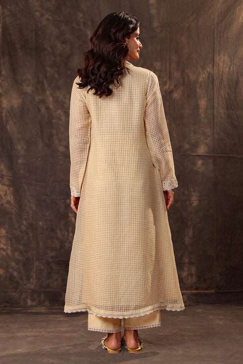 Vaayu Beige Tie-up Kurta Set