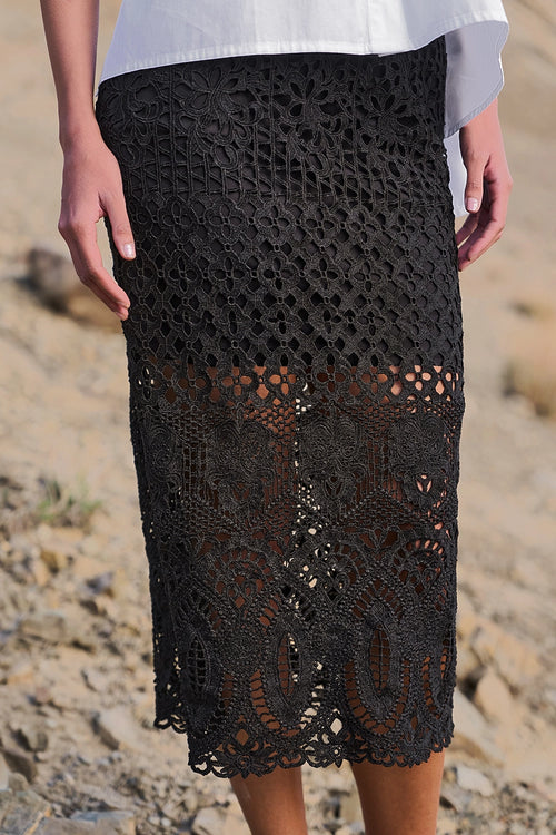 Fancy Button Boxy Shirt With Metallic Lace Skirt