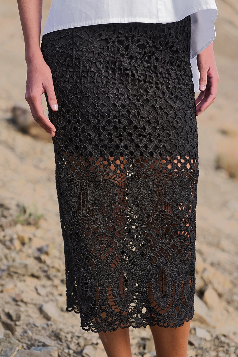 Fancy Button Boxy Shirt With Metallic Lace Skirt