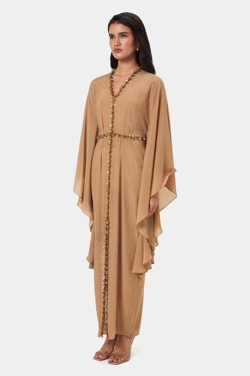 Sand Embellished Kaftan Dress
