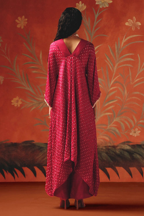 Wild Berry V Neck Asym Kurta with Ankle Length Palazzos
