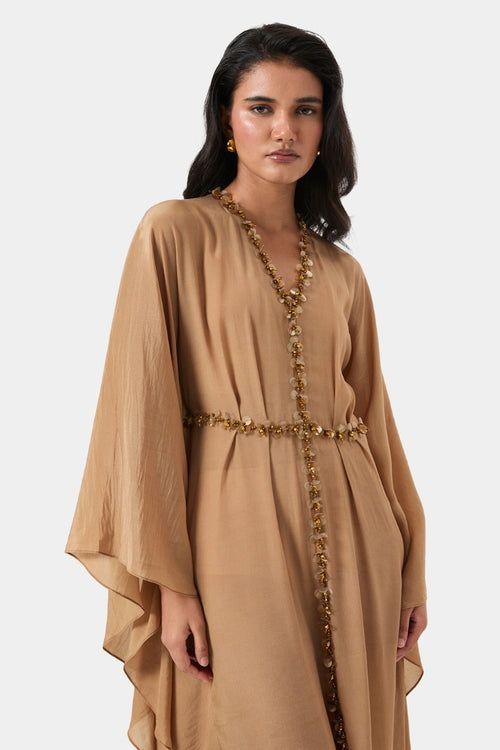 Sand Embellished Kaftan Dress