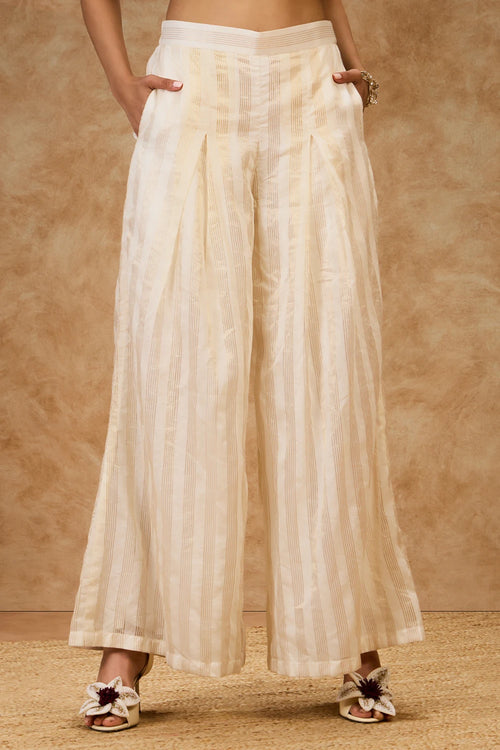 Gold Striped Wide Leg Pants