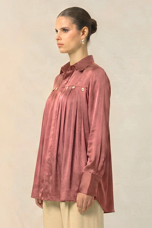 Brick Red Gather Shirt
