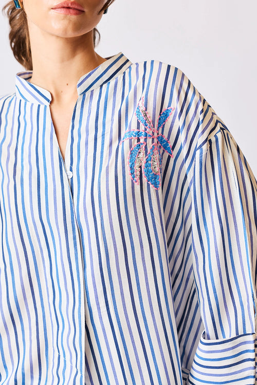 Seaside Blossom Embroidered Shirt