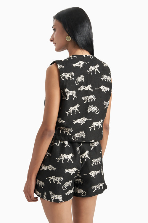 Black Leopard Jacquard Jacket