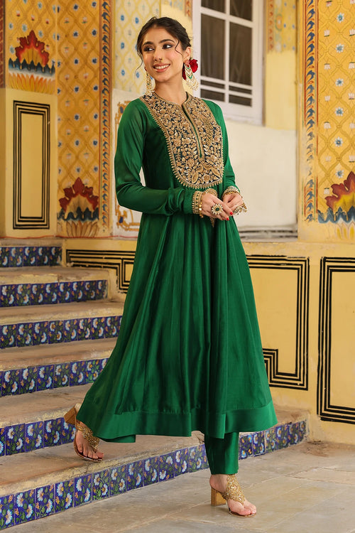 Ahista Green Kalidaar Set