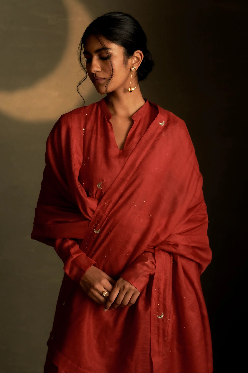 Moonlit Crimson Chaand Anarkali