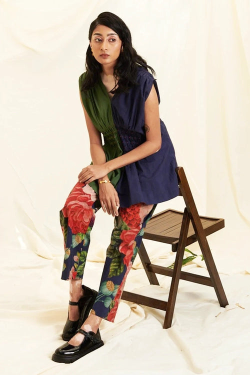 Blue & Green Poppy Bloom All Over Print Co-ord Set