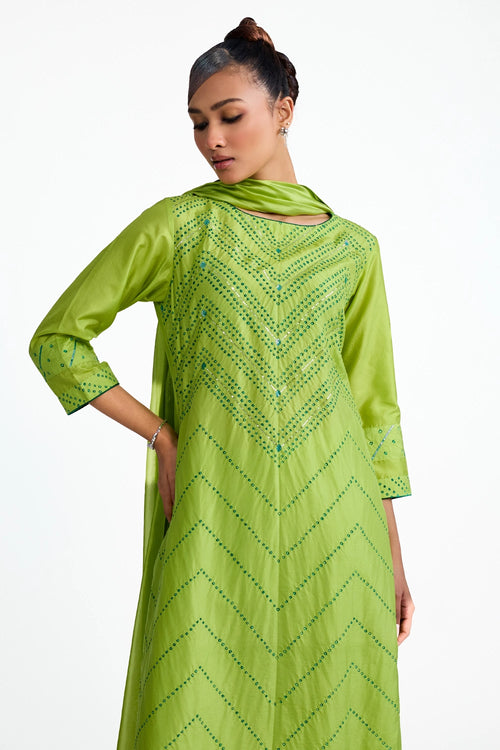 Chevron Bandhani Suit Set
