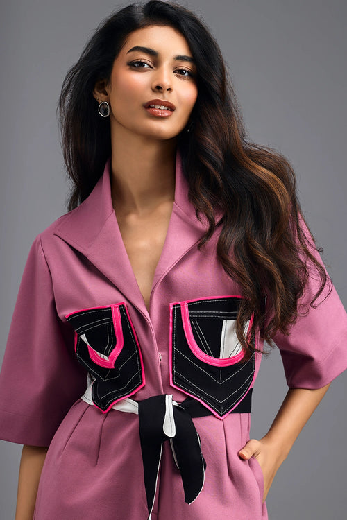 Pink Tailored Playsuit