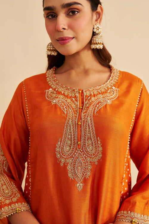 Jeriah Orange Short Chauga with Salwar
