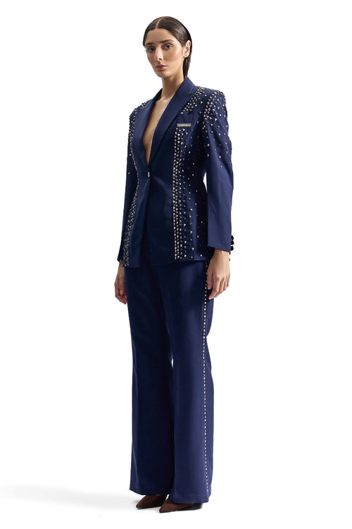 Stud-Armour Tailored Navy Suit