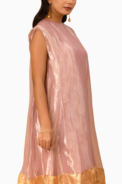 Chamak Lilac Cuffed Shoulder Dress