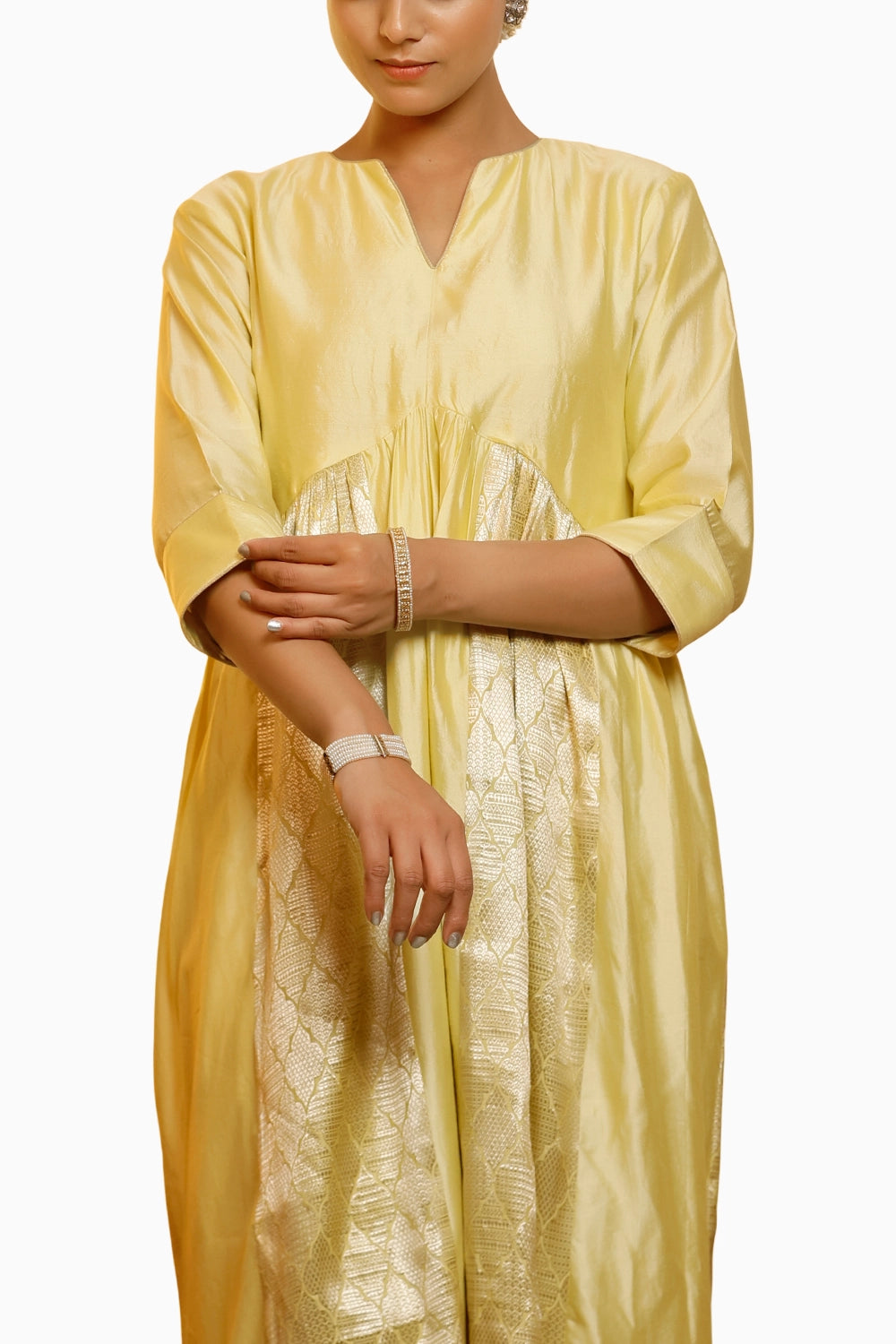 Sehej Yellow Gather Dress