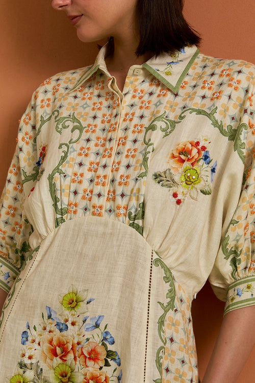Ivory Verdant Kimono Dress