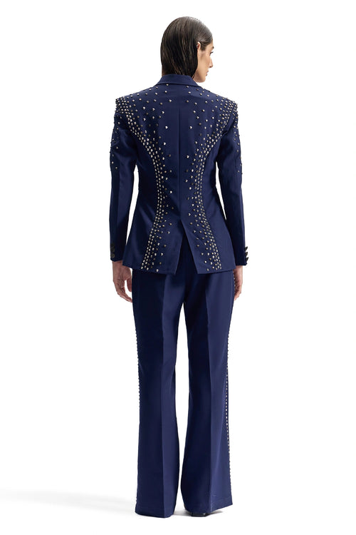 Stud-Armour Tailored Navy Suit