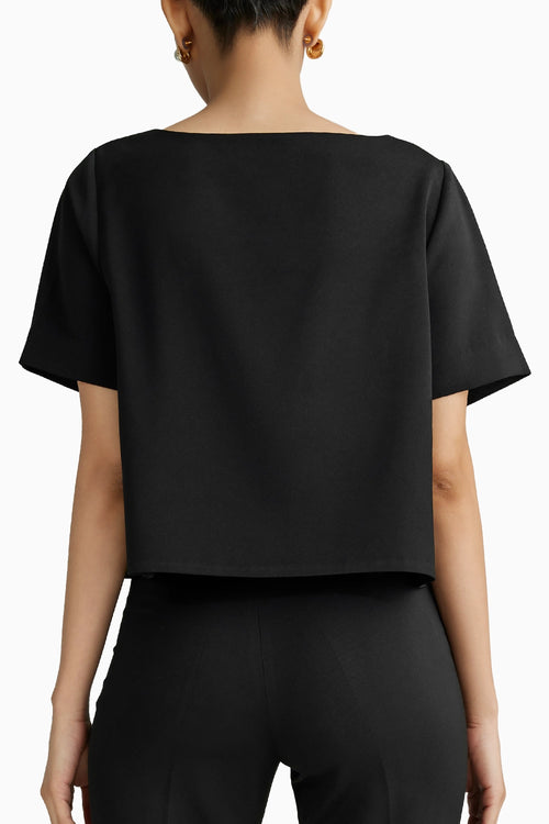 Black Stretch Suiting Jacket Top