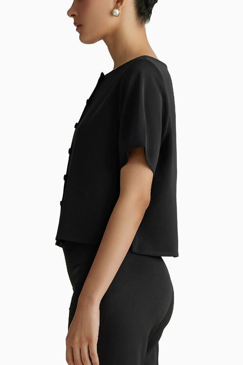 Black Stretch Suiting Jacket Top