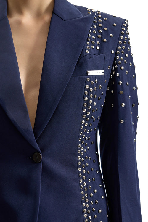 Stud-Armour Tailored Navy Suit