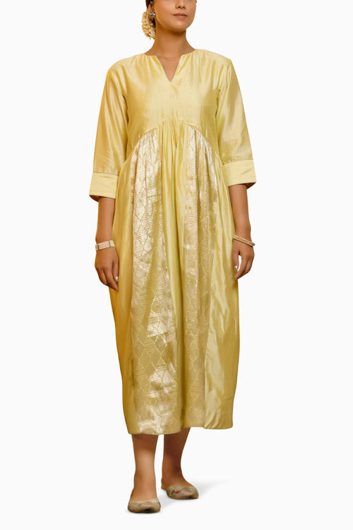Sehej Yellow Gather Dress