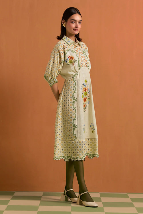 Ivory Verdant Kimono Dress