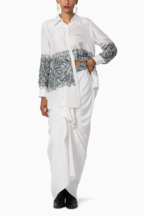 Blossom White- Black Shirt With Sam Skirt