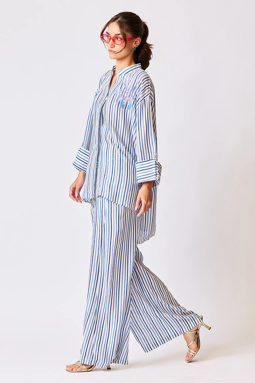 Seaside Blossom Embroidered Shirt